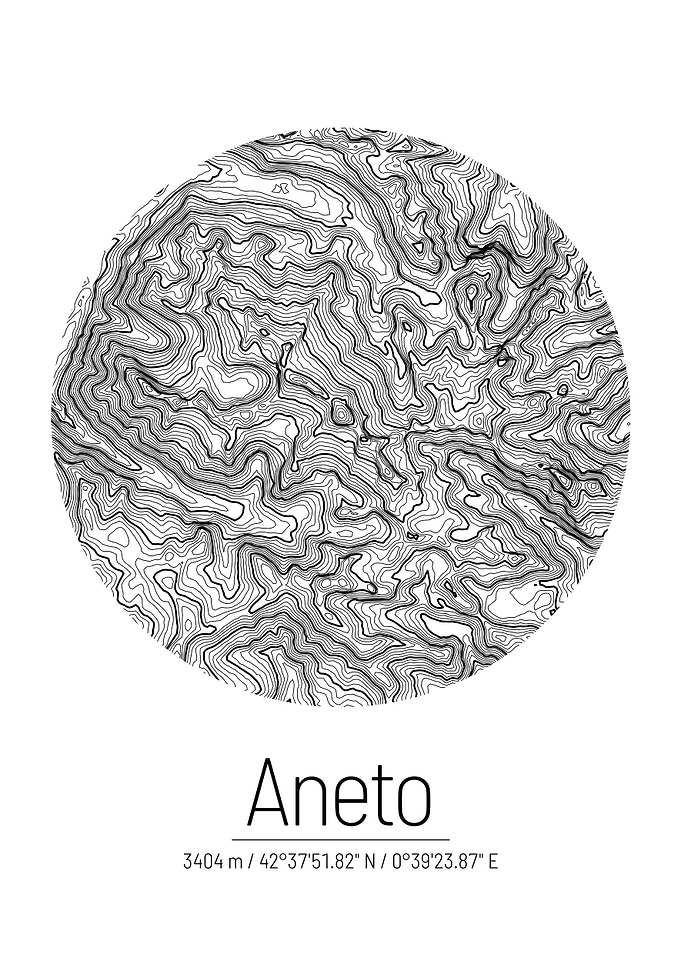 Aneto Topographic Map
