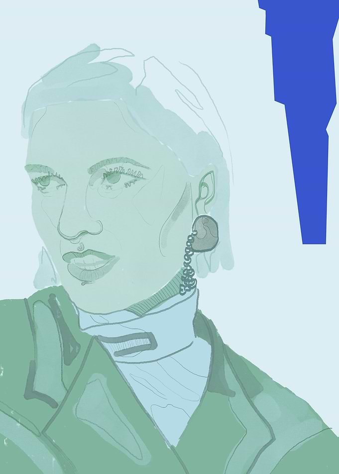 Woman in pistachio