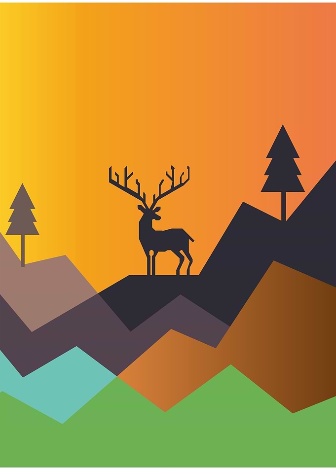 reindeer and pine