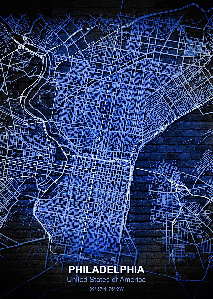 philadelphia blue wall map