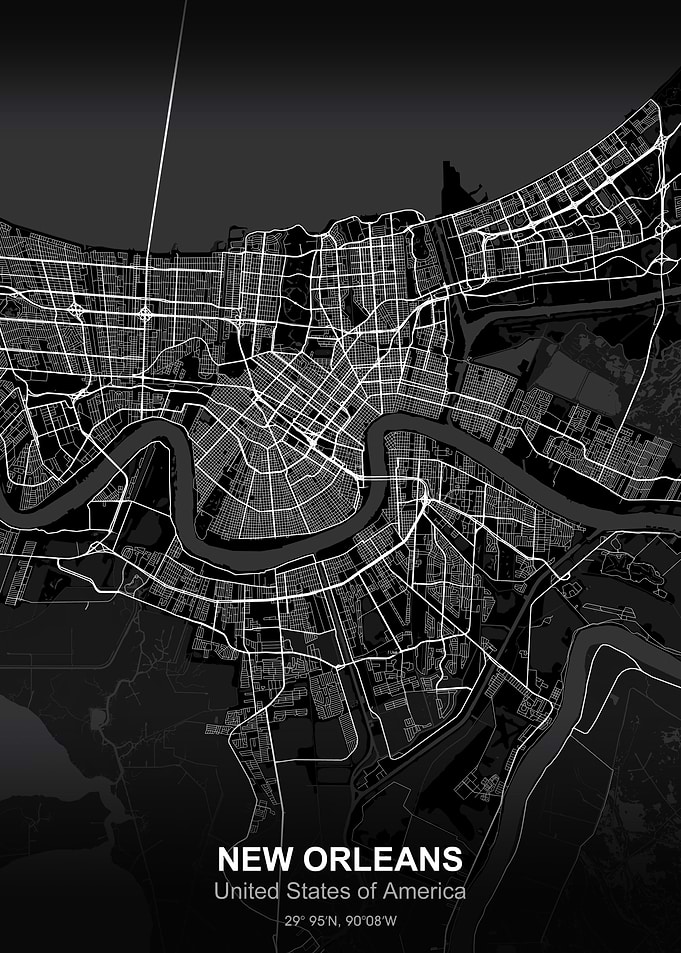 new orleans city map black