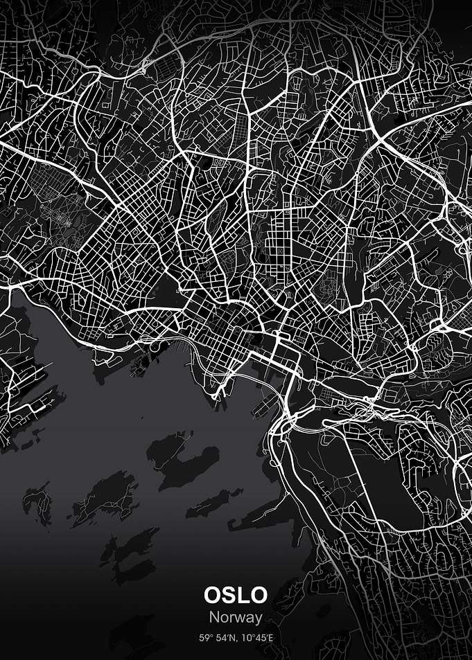 oslo city map black