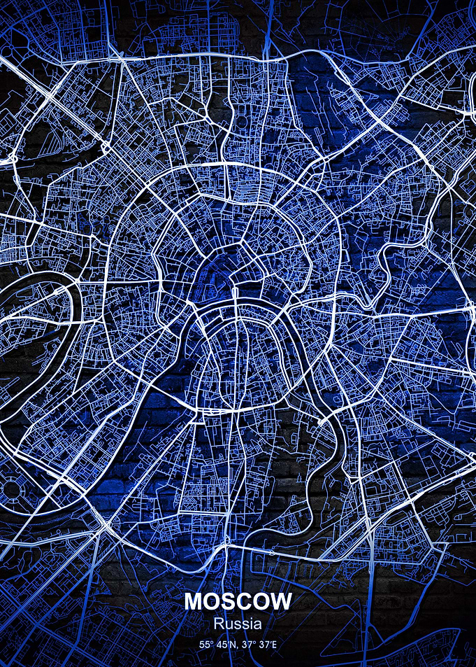 moscow blue wall map
