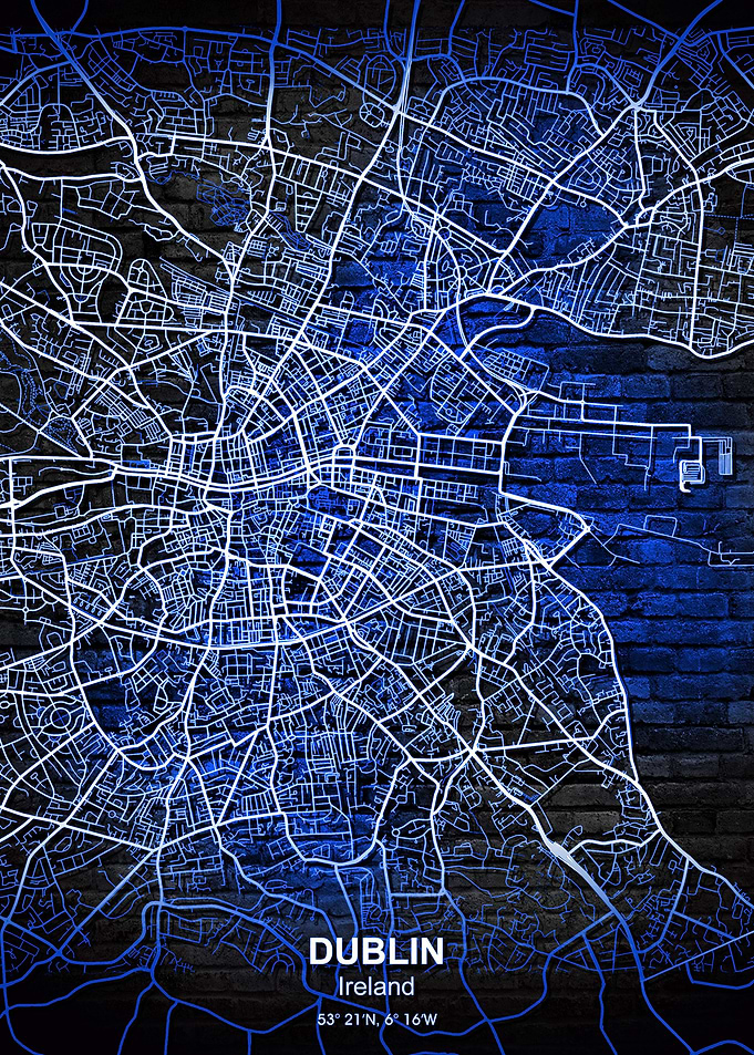 dublin blue wall map