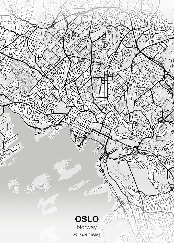 oslo city map white