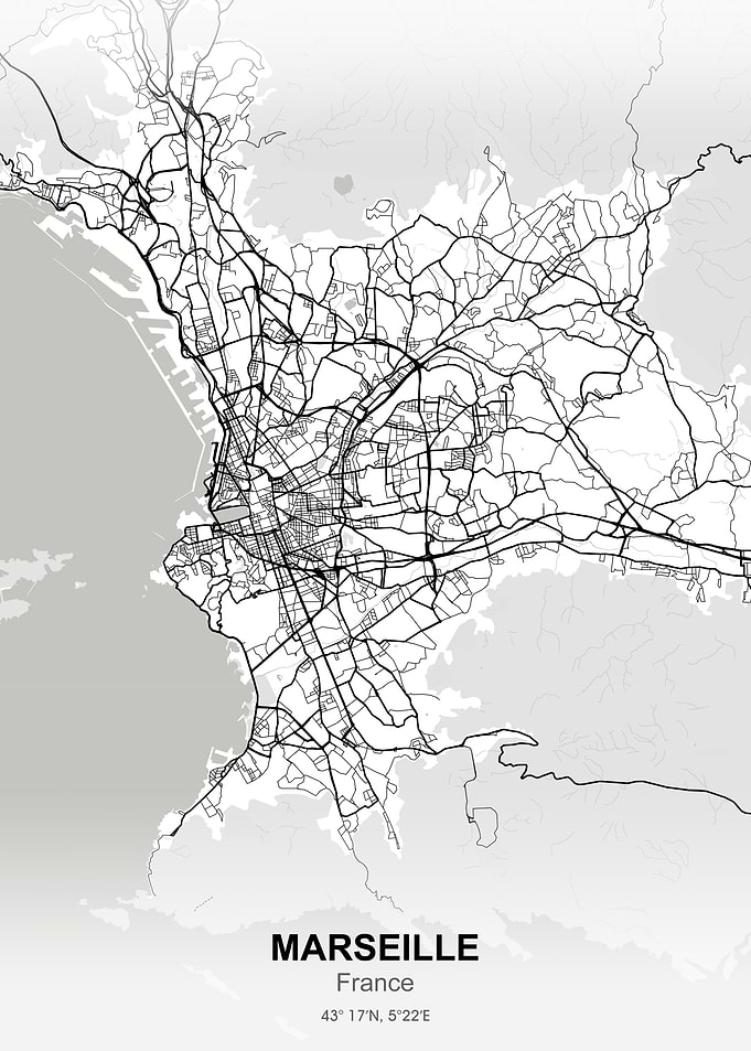 marseille city map white