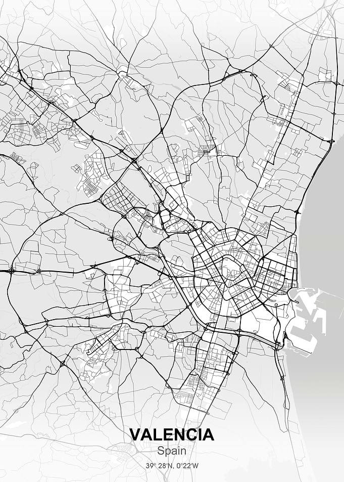 valencia city map white