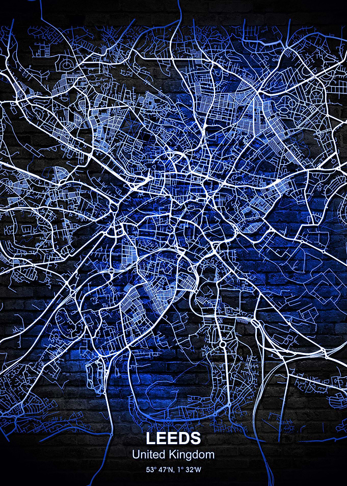 leeds blue wall map