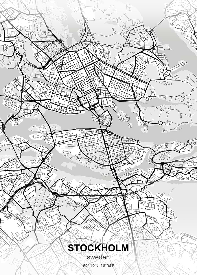 stockholm city map white