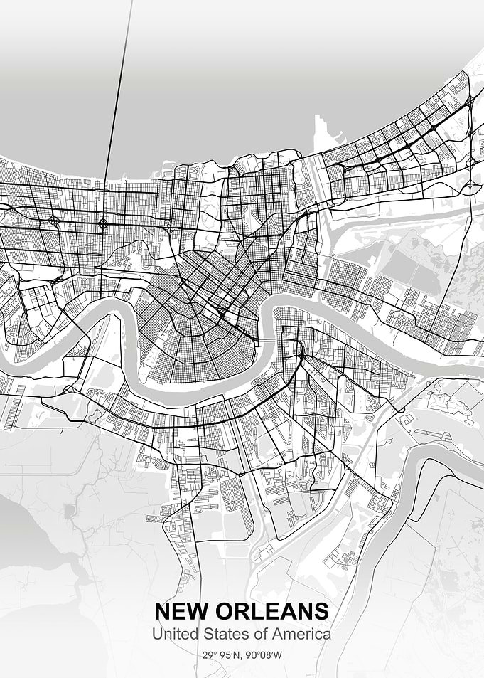 new orleans city map white