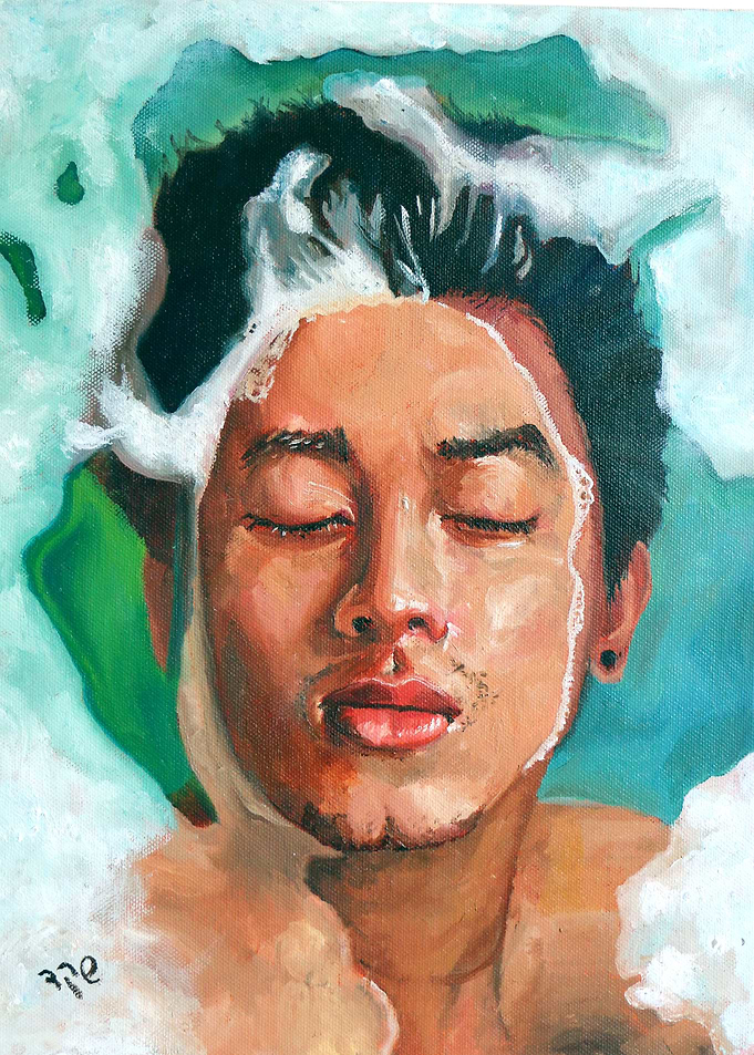 water Oil color portrait