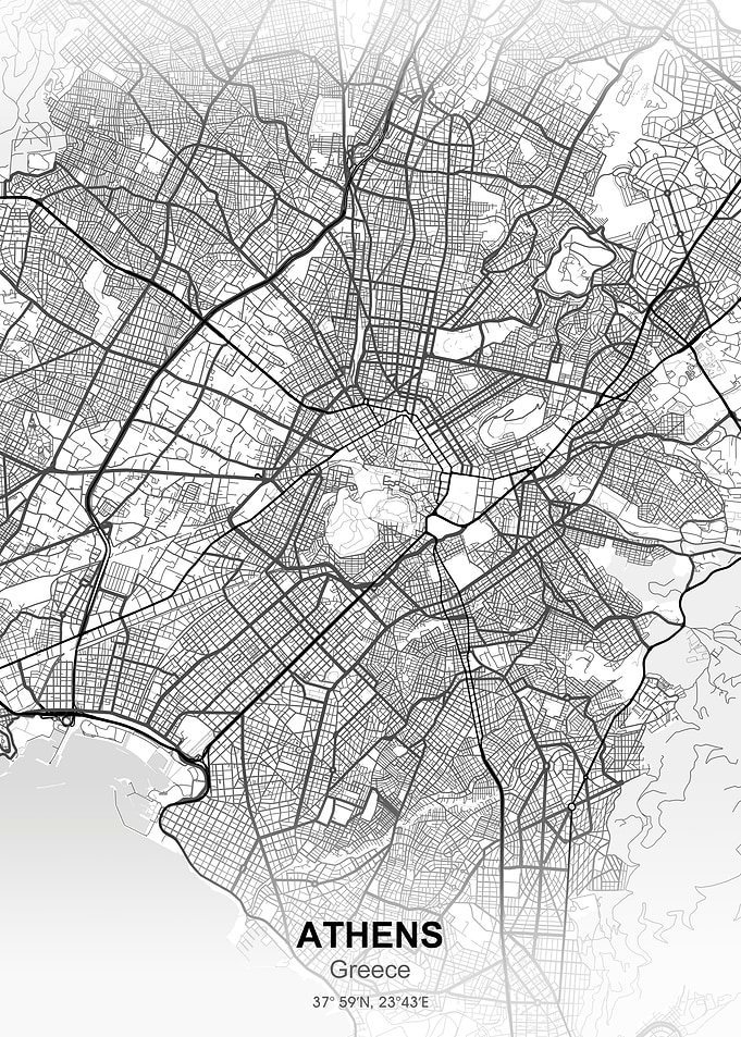 athens city map white