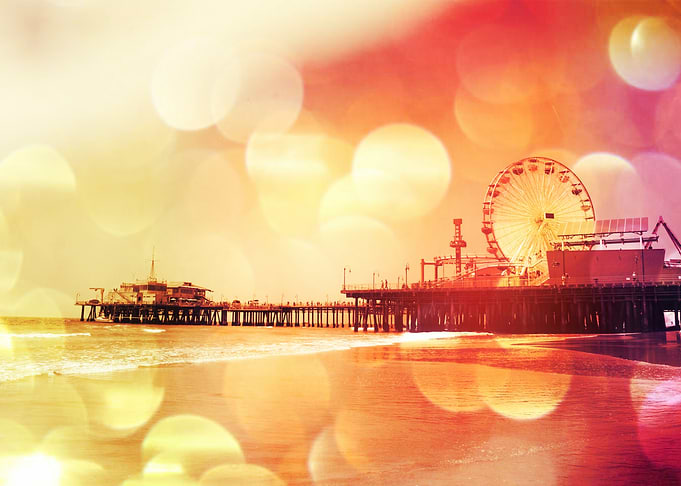 Yellow Pink Bokeh Pier