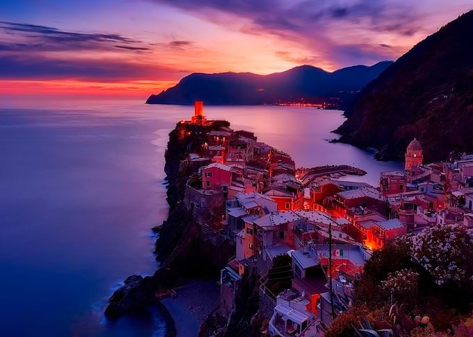 sunset beach mountain
