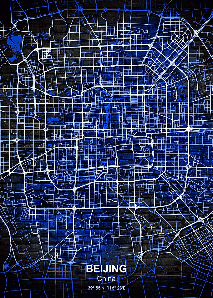 beijing blue wall map
