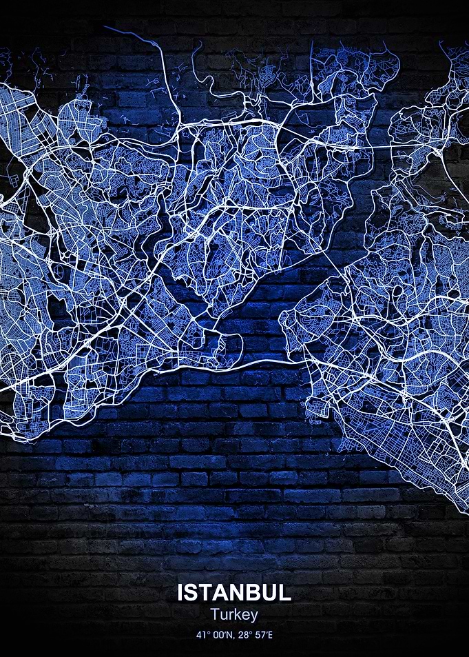 istanbul blue wall map
