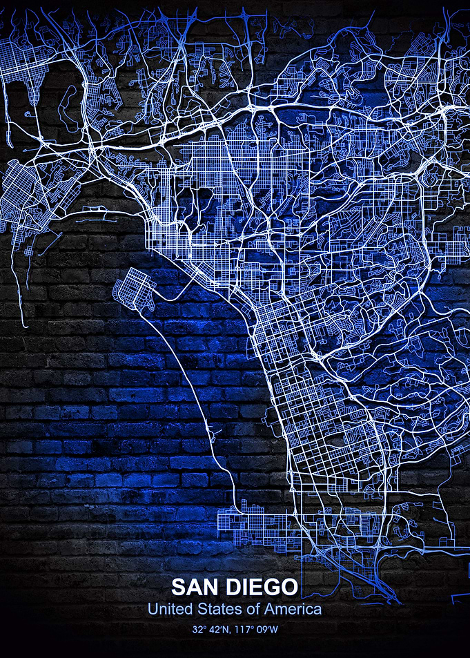 san diego blue wall map