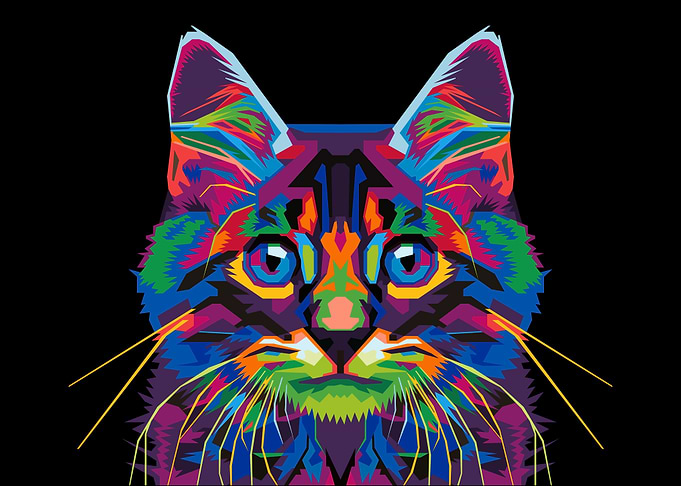 cat on wpap pop art