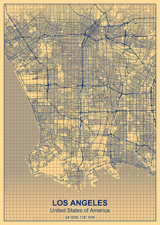 los angeles grid map