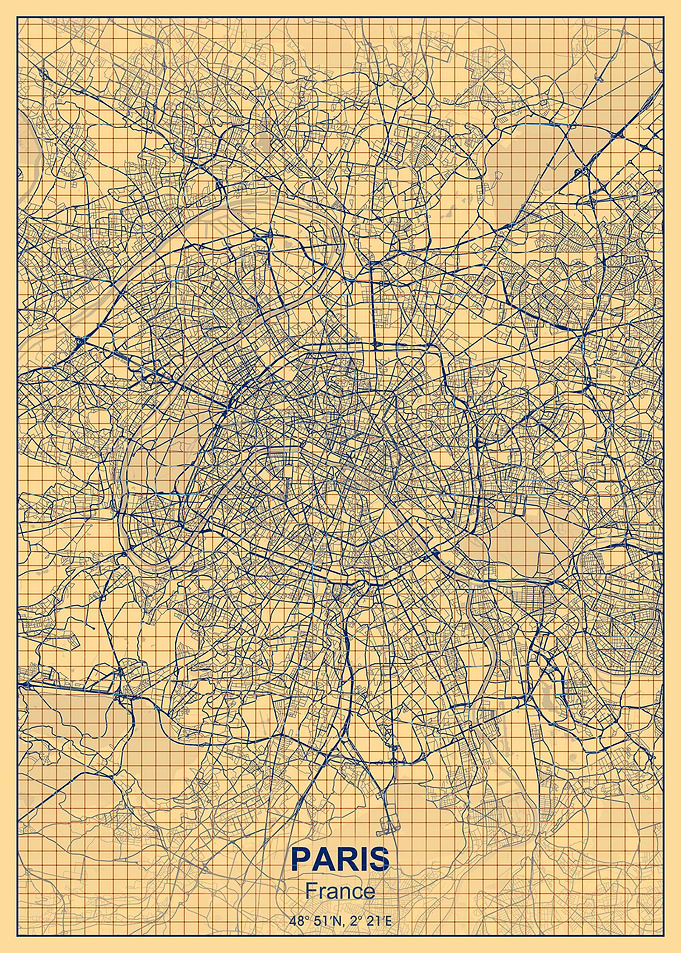 paris france grid map