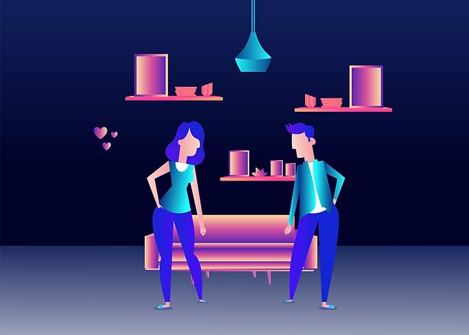 woman and man in home