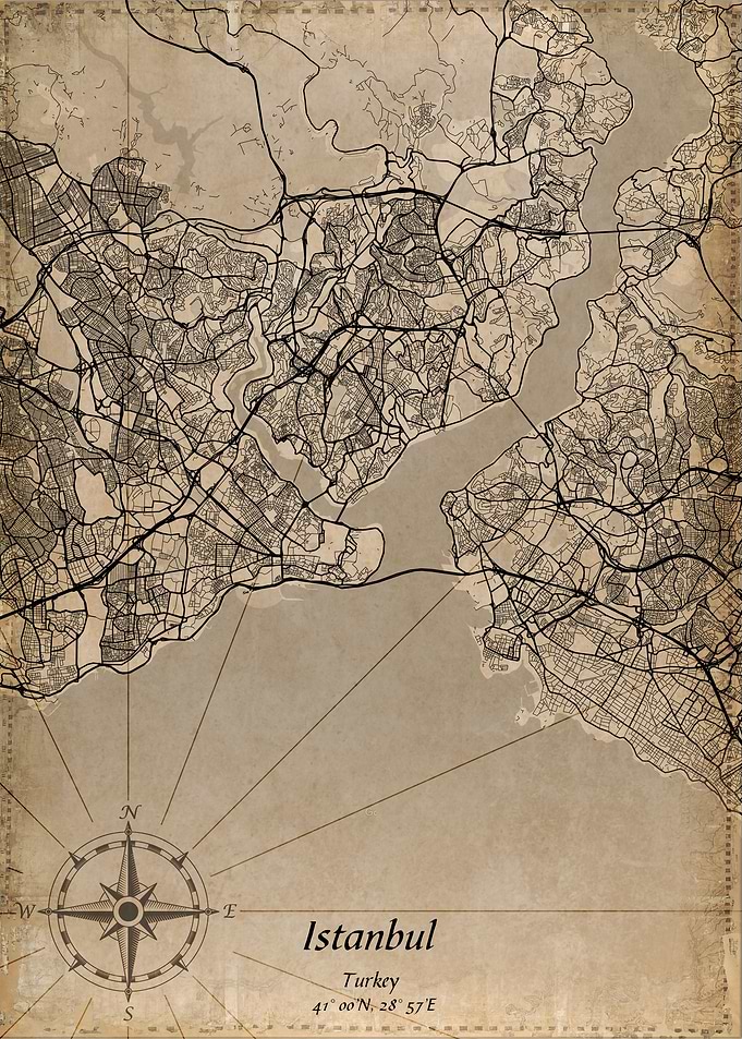 istanbul vintage city map