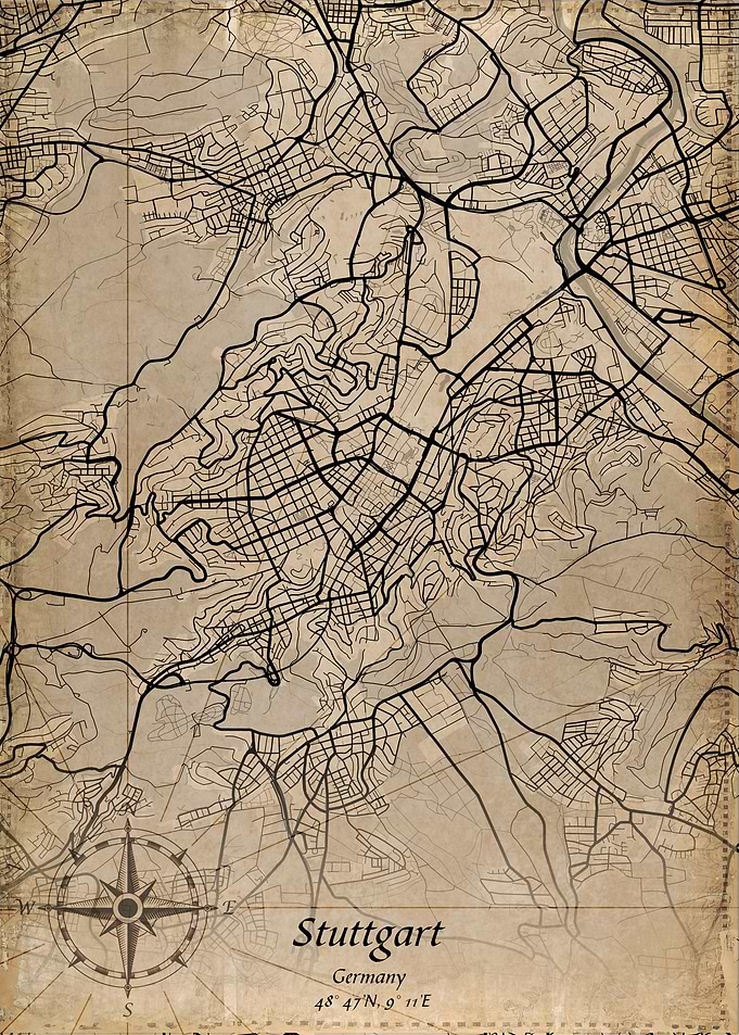 stuttgart vintage map
