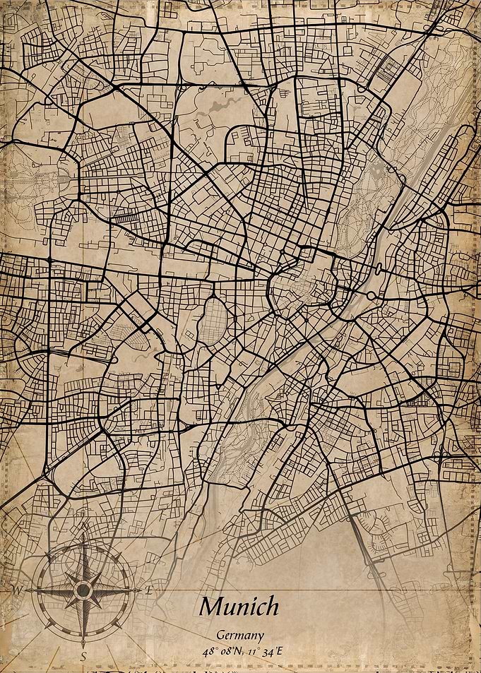 munich vintage city map