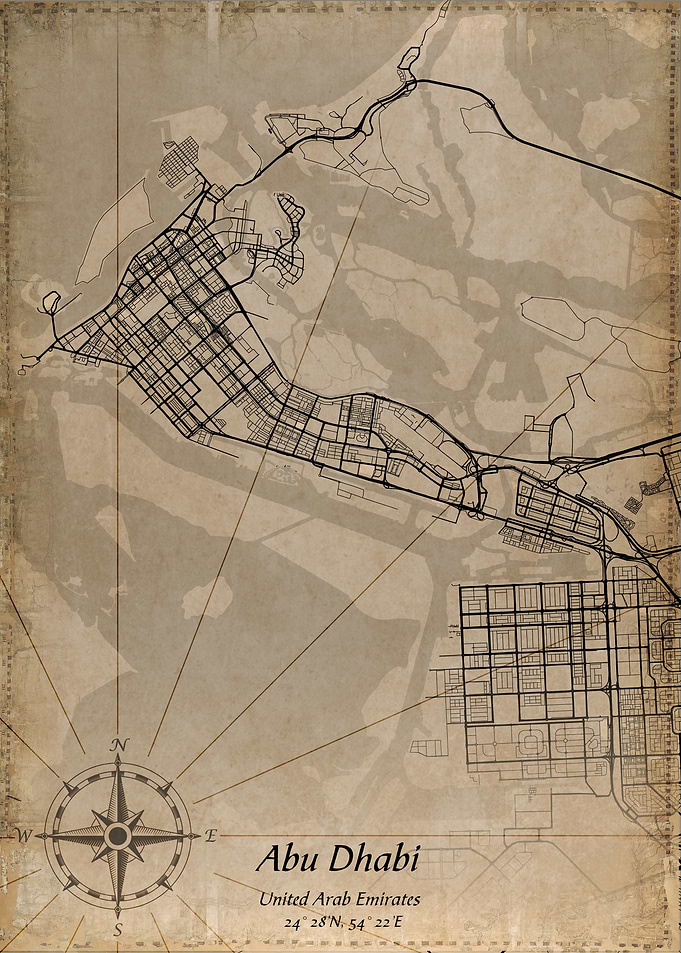 abu dhabi vintage map