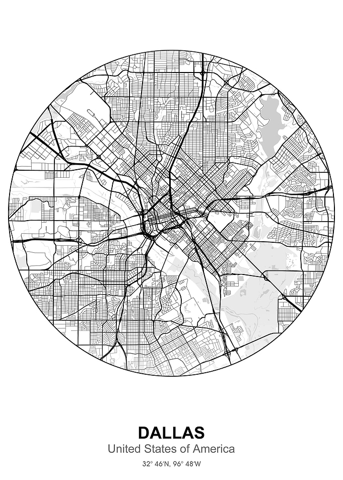 dallas circle map white