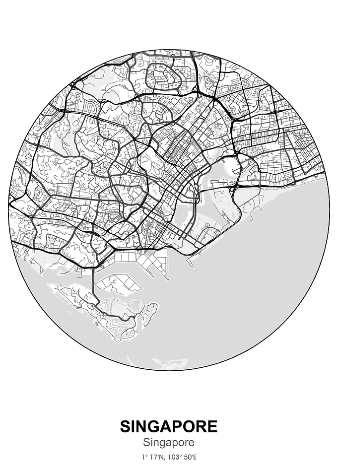 singapore circle map white