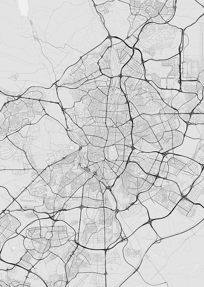 Minimalistic map of Madrid