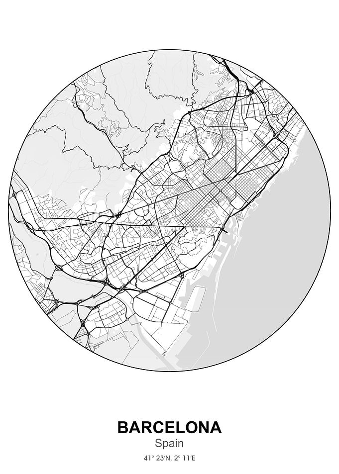 barcelona circle map white