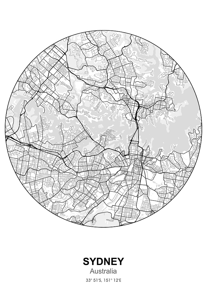 sydney circle map white