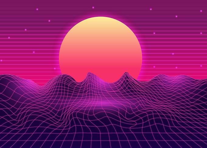 Vaporwave Space Sunset
