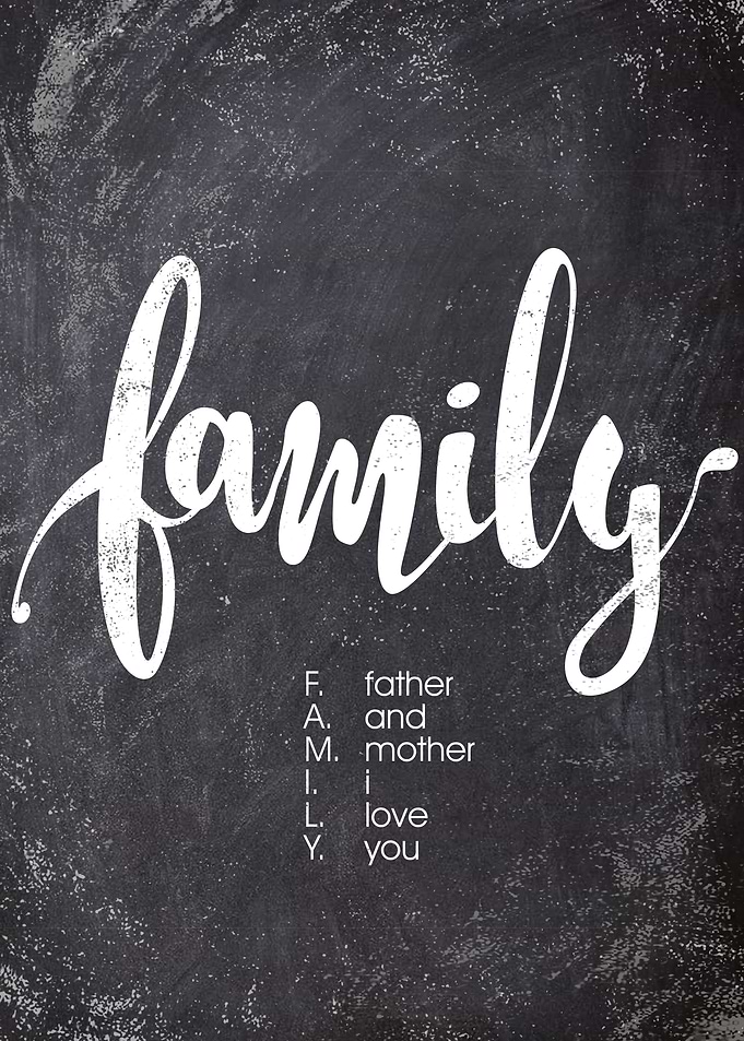 family chalk text art