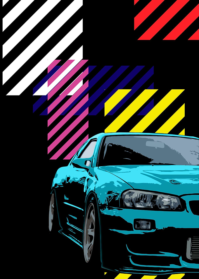 Minimalist Blue Car