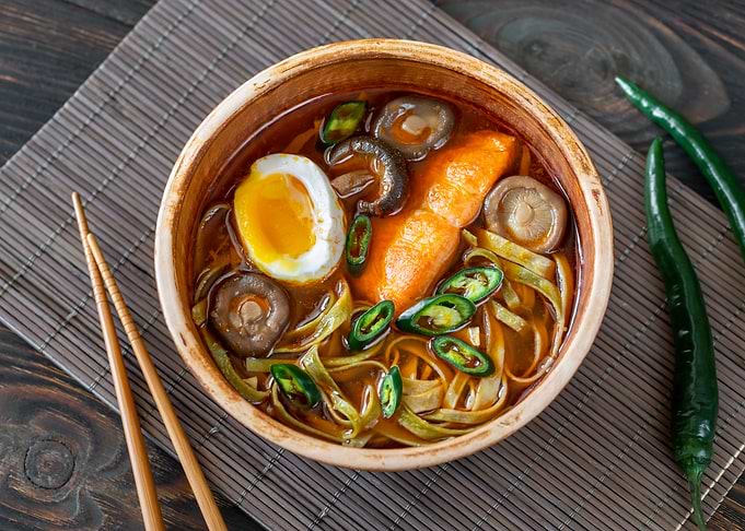 Bowl of spicy ramen