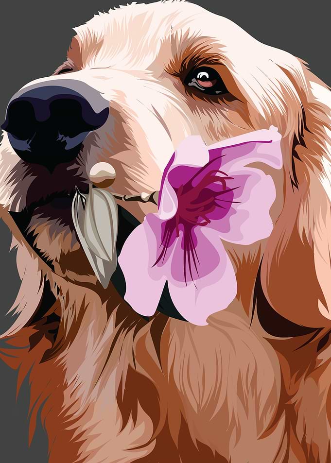 cute dog with flower