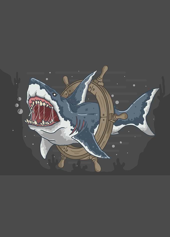 Shark in ship wheel