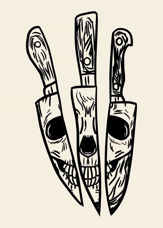Skull Reflected on Knives