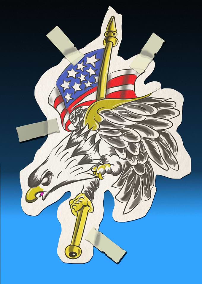 USA Eagle Tattoo shop wall