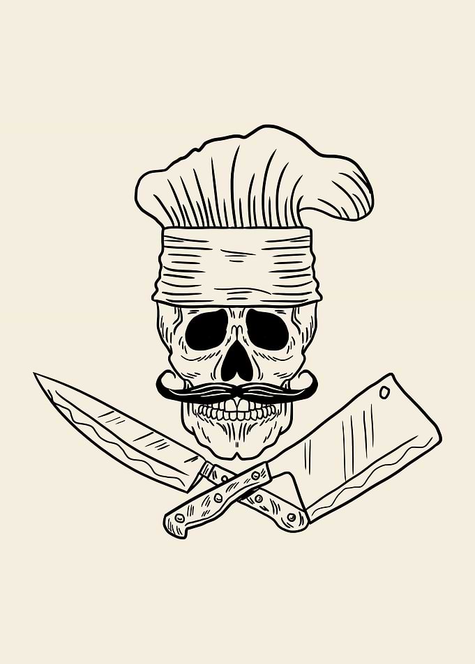 Skull Chef with Mustache