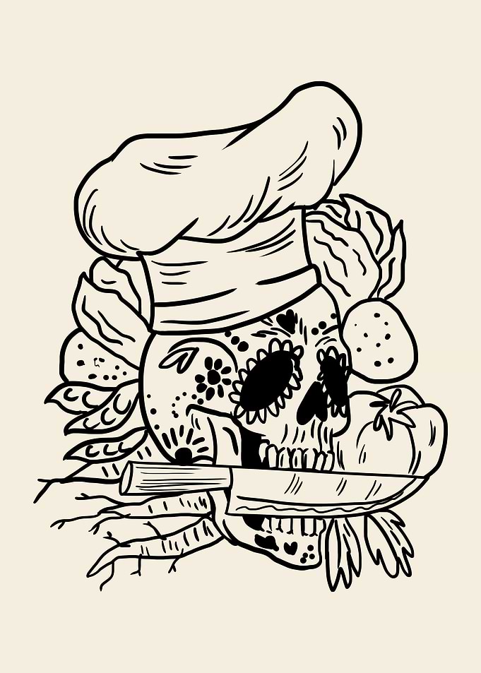 Sugar Skull Chef Knife