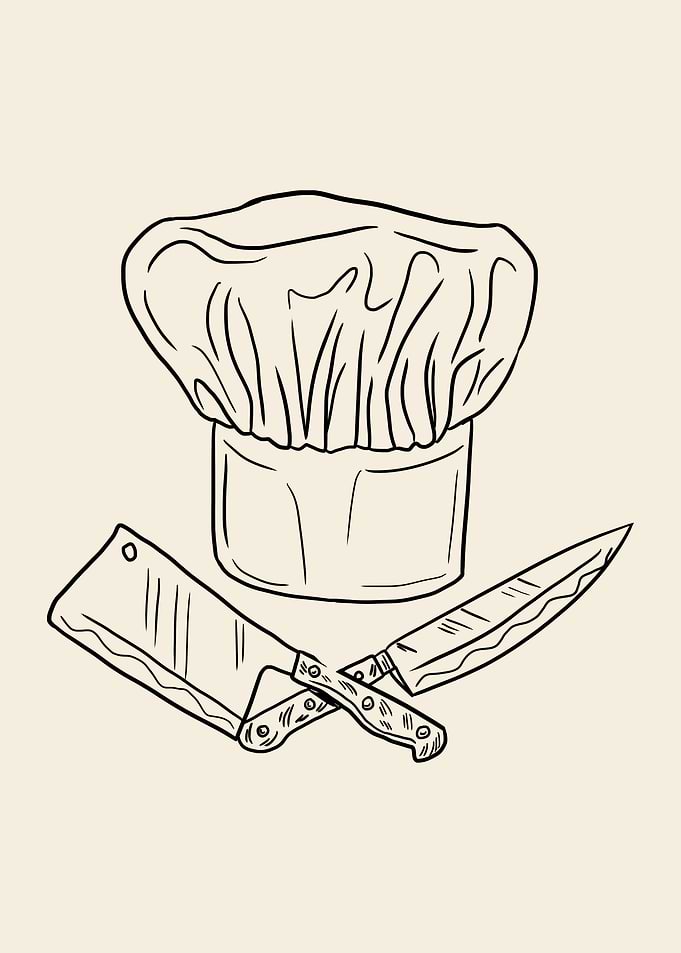 Chef Hat Crossed Knives