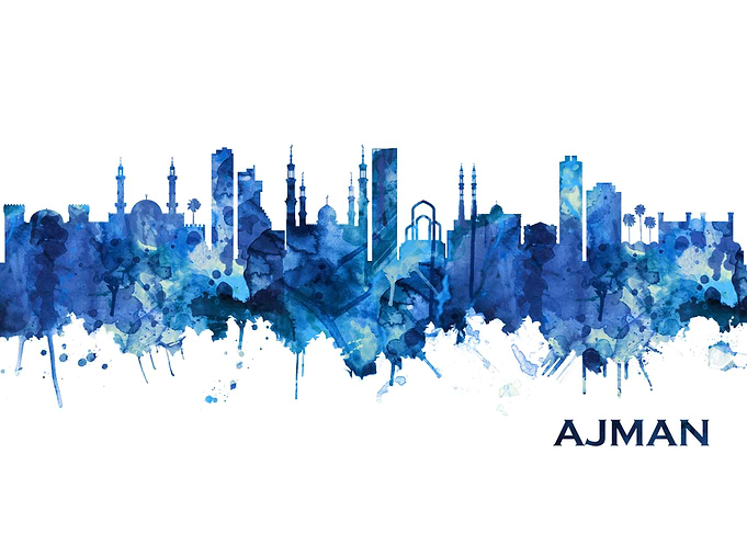 Ajman UAE Skyline Blue