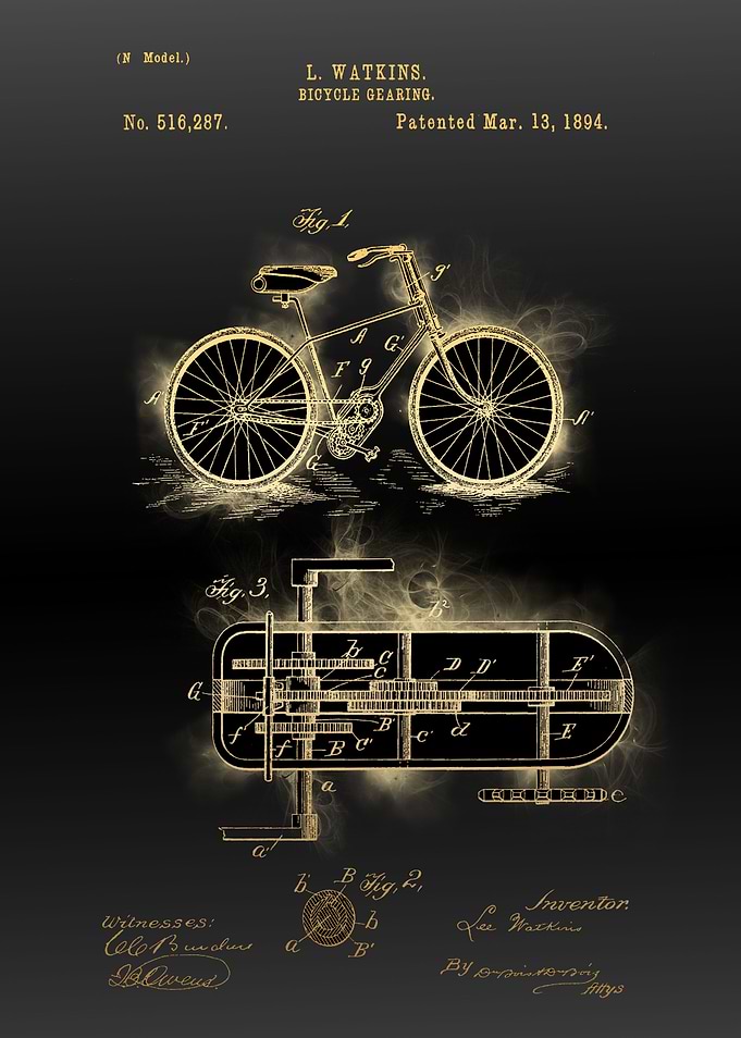 bicycle 3 patent black