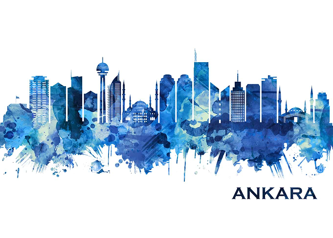 Ankara Turkey Skyline Blue