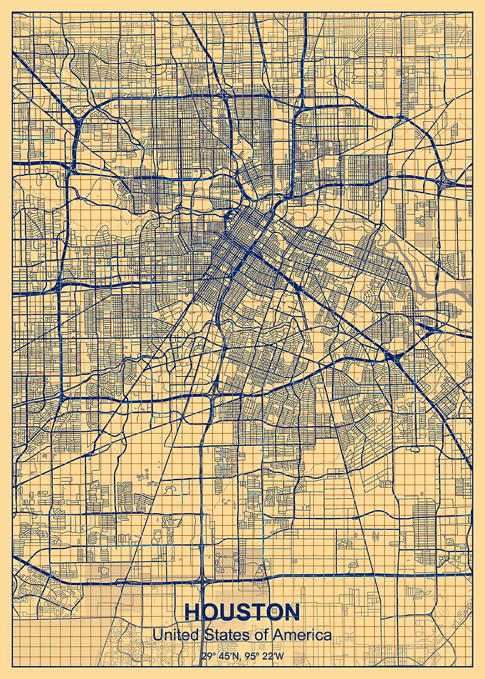 houston paper grid map