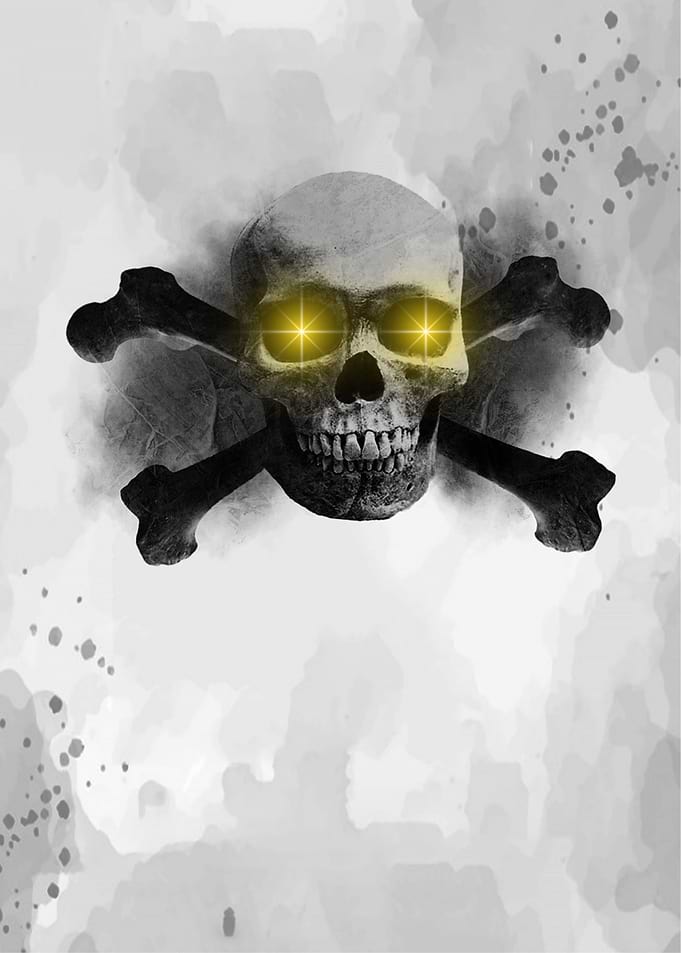 Glowing Skull with Bones